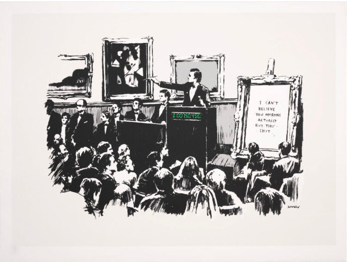 Banksy, Morons (White) (Unsigned), 2007, limited edition Street art for sale from Smolensky Gallery