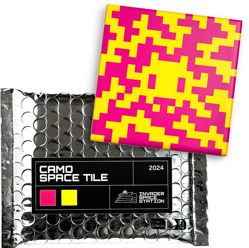 Invader, Set of Camo Space Tiles, 2024 Limited edition art for sale from Smolensky Gallery