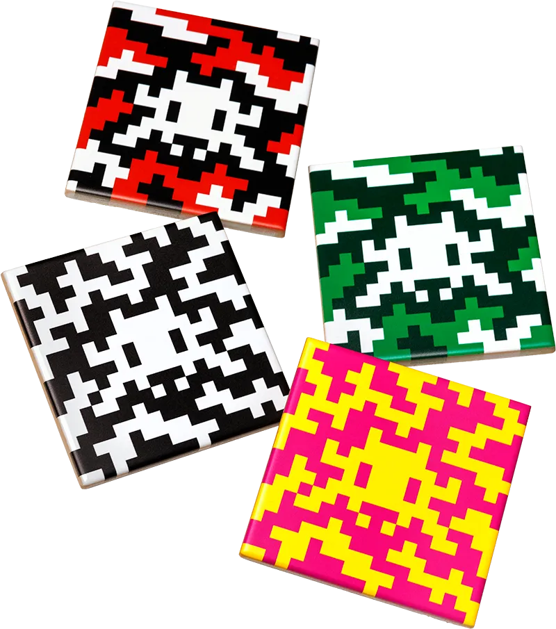 Invader, Set of Camo Space Tiles, 2024 Limited edition art for sale from Smolensky Gallery