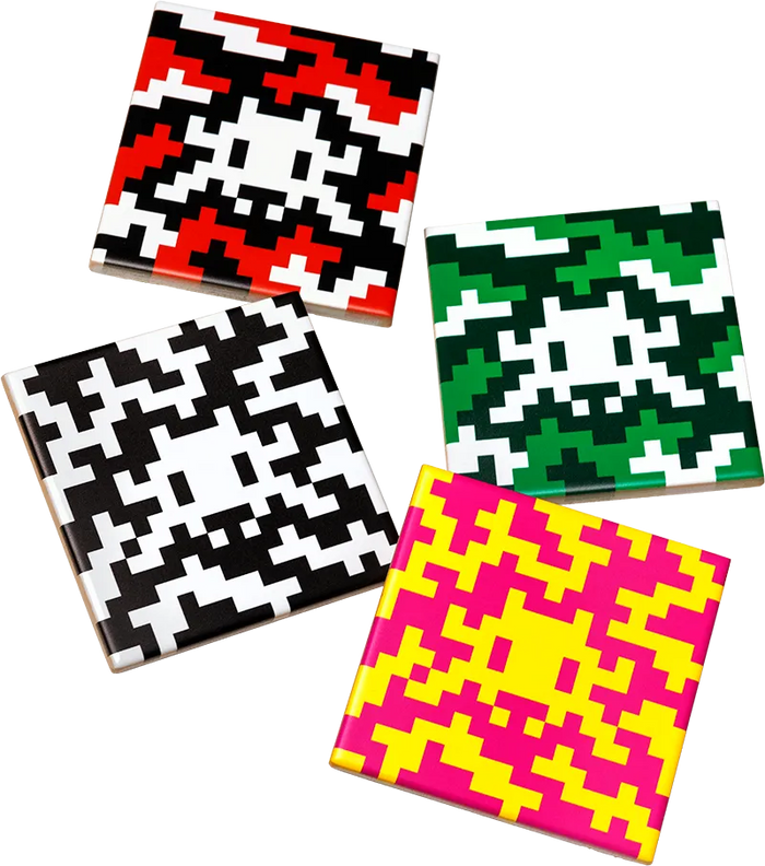 Invader, Set of Camo Space Tiles, 2024 Limited edition art for sale from Smolensky Gallery