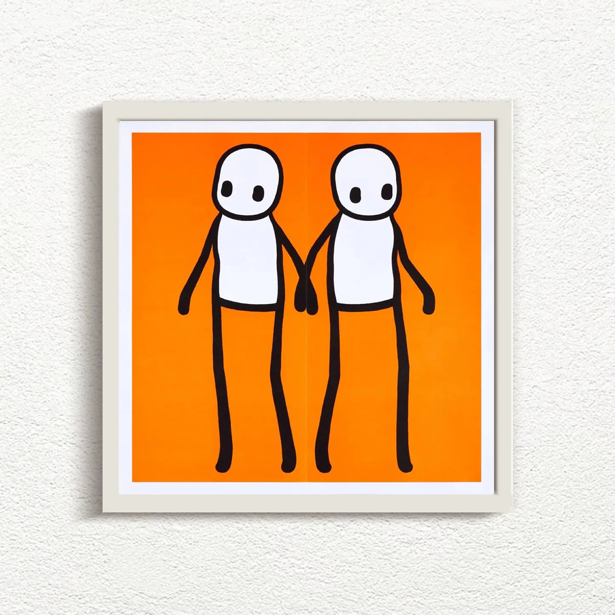 STIK, Holding Hands (Orange), 2020 with white frame, prints for sale from Smolensky Gallery