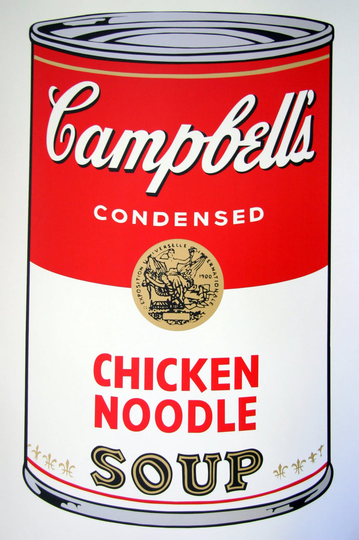 Pop art screenprint by Sunday B Morning (Andy Warhol) Sunday B. Morning (Andy Warhol), Campbells Chicken Noodle Soup – collectible contemporary artwork for sale from Smolensky Gallery