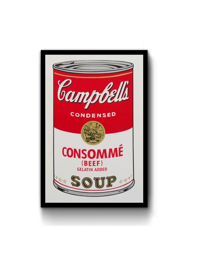 Pop art screenprint by Sunday B Morning (Andy Warhol) Sunday B. Morning (Andy Warhol), Campbells Consomme Soup – collectible contemporary artwork for sale from Smolensky Gallery