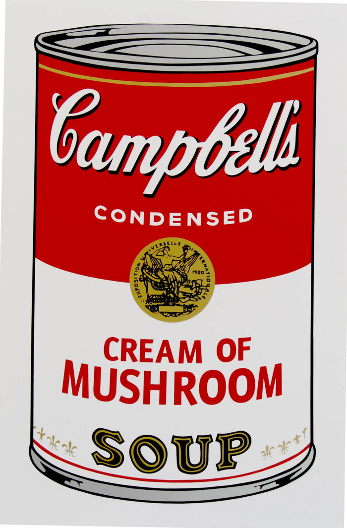 Pop art screenprint by Sunday B Morning (Andy Warhol) Sunday B. Morning (Andy Warhol), Campbells Cream Of Mushroom Soup – collectible contemporary artwork for sale from Smolensky Gallery
