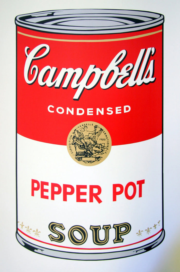 Pop art screenprint by Sunday B Morning (Andy Warhol) Sunday B. Morning (Andy Warhol), Campbells Pepper Pot Soup – collectible contemporary artwork for sale from Smolensky Gallery