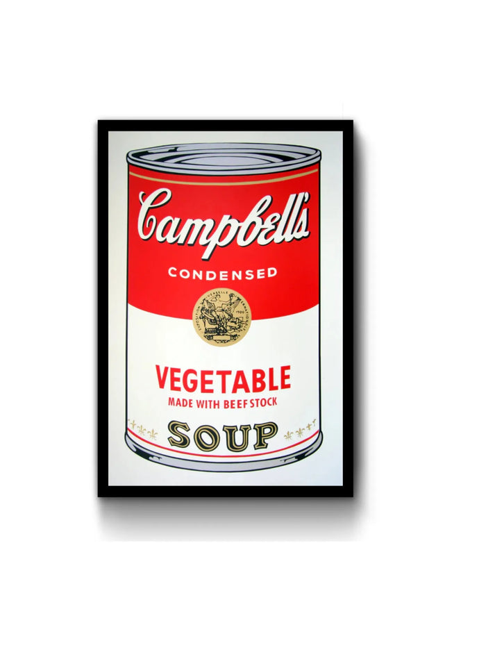 Pop art screenprint by Sunday B Morning (Andy Warhol) Sunday B. Morning (Andy Warhol), Campbells Vegetable Soup – collectible contemporary artwork for sale from Smolensky Gallery