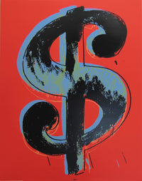 Pop art screenprint by Sunday B Morning (Andy Warhol) Sunday B. Morning (Andy Warhol), Dollar Red – collectible contemporary artwork for sale from Smolensky Gallery