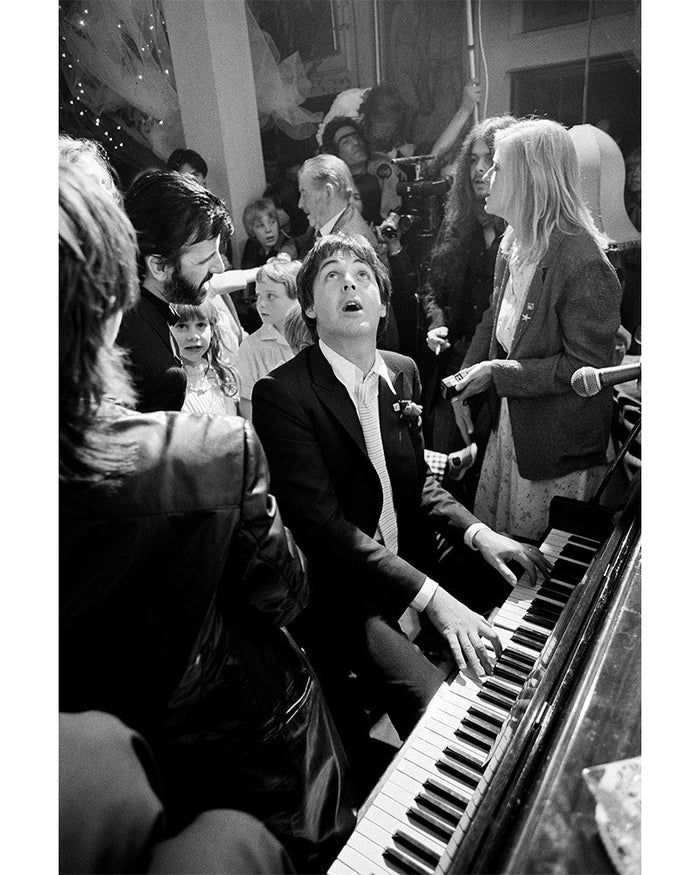 Terry O'Neill, Paul McCartney at Ringo Starr's wedding, 1981 Limited edition fine art photograph by Terry O'Neill, featuring iconic portrait photography of celebrities and cultural figures. Available for sale at Smolensky Gallery