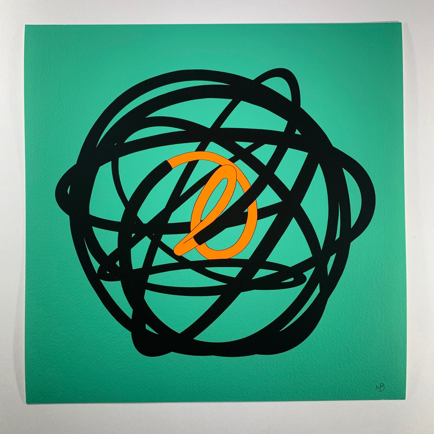 dd a burst of color to your art collection with Mark Beattie's Neon Globe (Orange and Green). This limited edition Giclée print on 310gsm Hahnemühle German Etching paper, measuring 30 x 30 cm, is part of an exclusive edition of 30. Elevate your space with the captivating interplay of colors and forms, where artistic precision meets limited edition exclusivity.