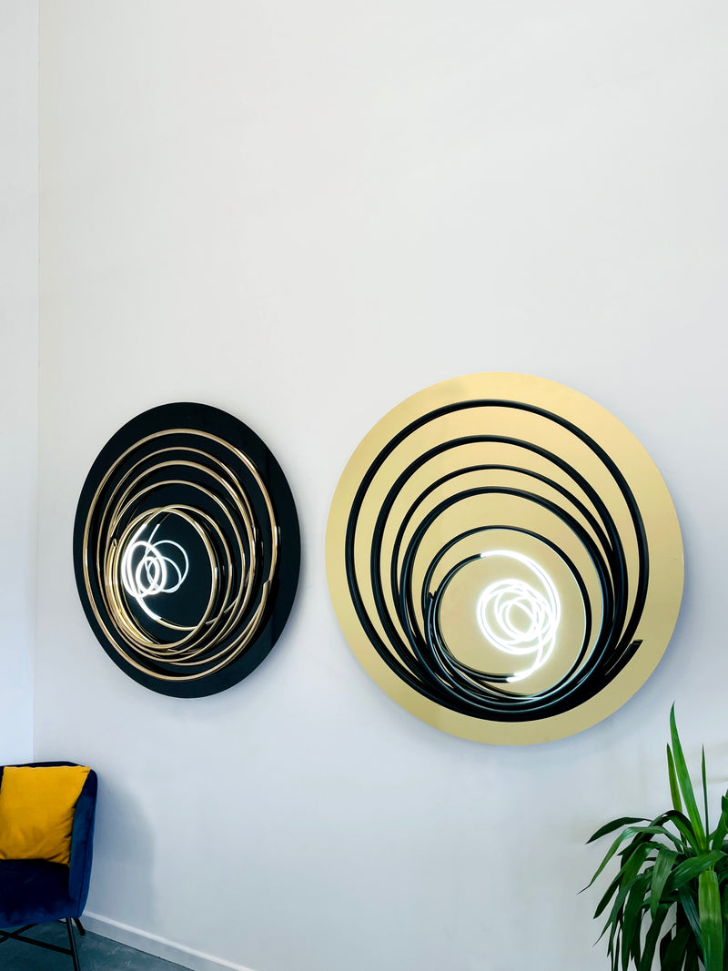 Mark Beattie, White Neon in Black Spiral, 2023