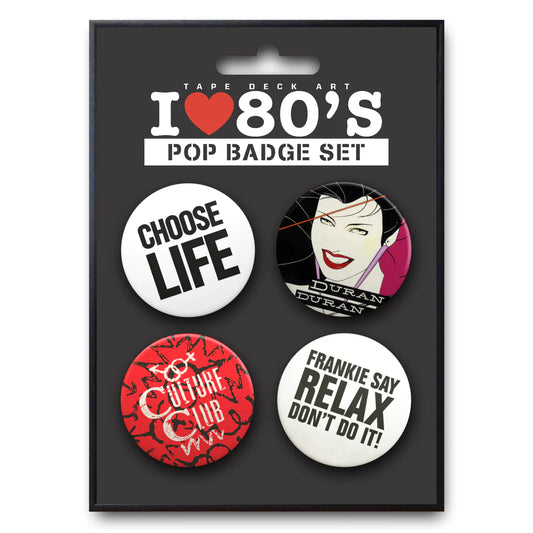 Tape Deck Art, I Love 80's (Pop) Oversized Badge Set - Smolensky Gallery