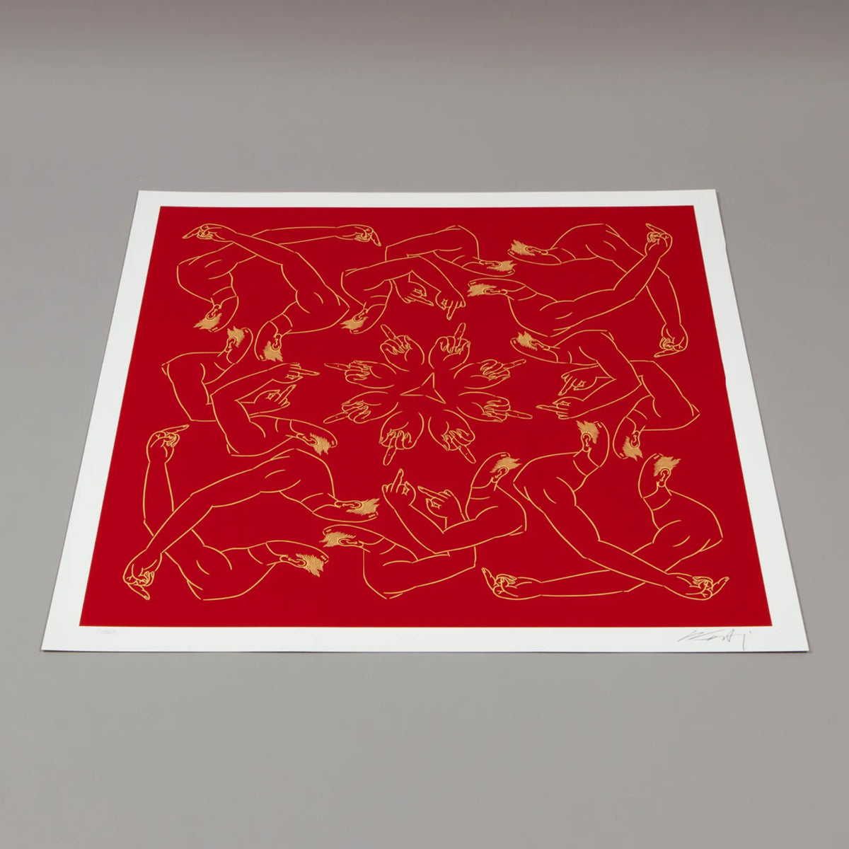 Ai Weiwei, Middle Finger (Red), 2023, Contemporary signed print for sale from Smolensky gallery 