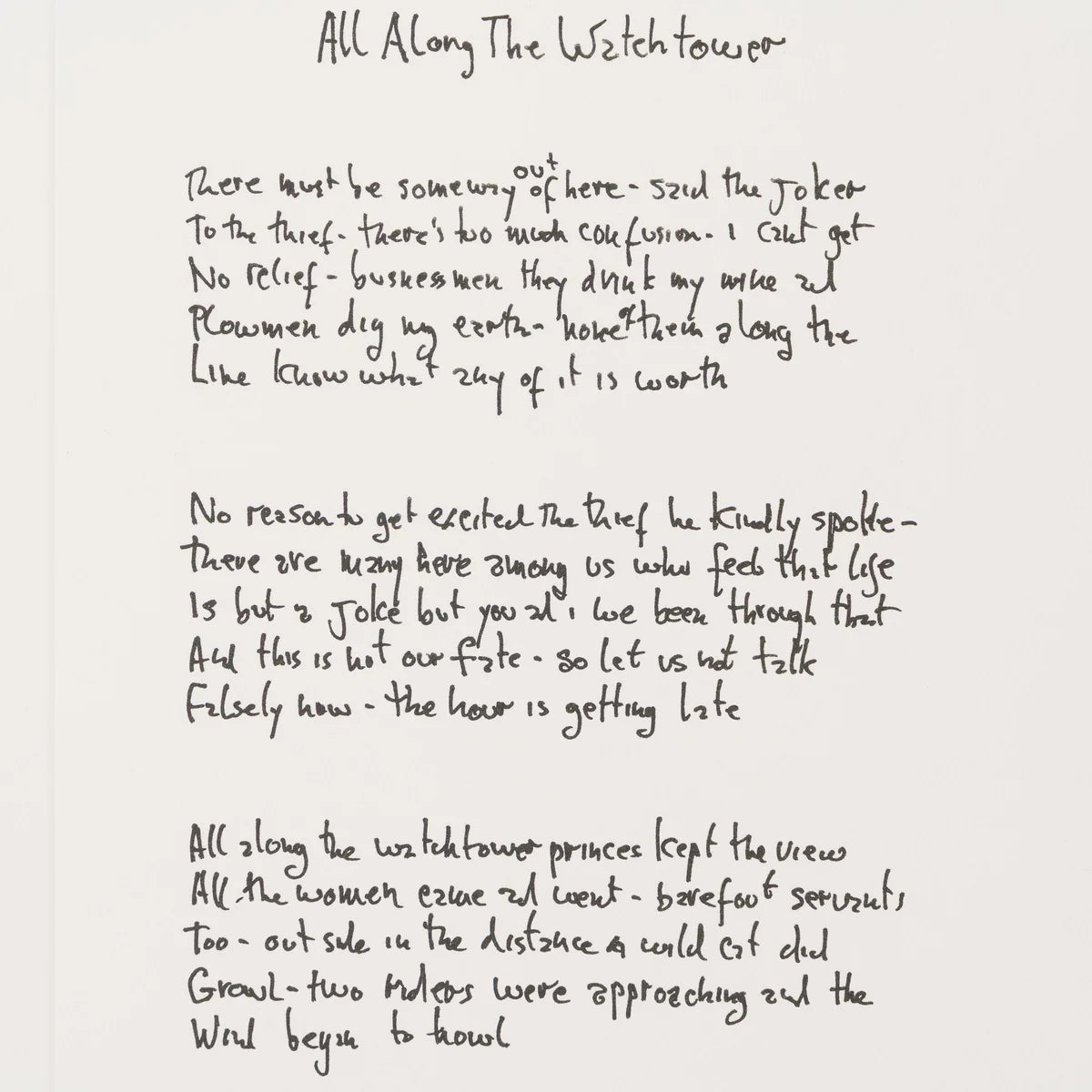 Bob Dylan, All Along The Watchtower, 2026