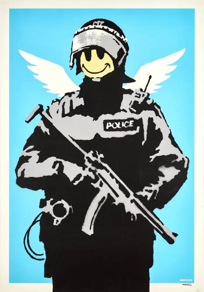 Banksy, Flying Copper (Signed), 2003 contemporary art for sale from Smolensky Gallery