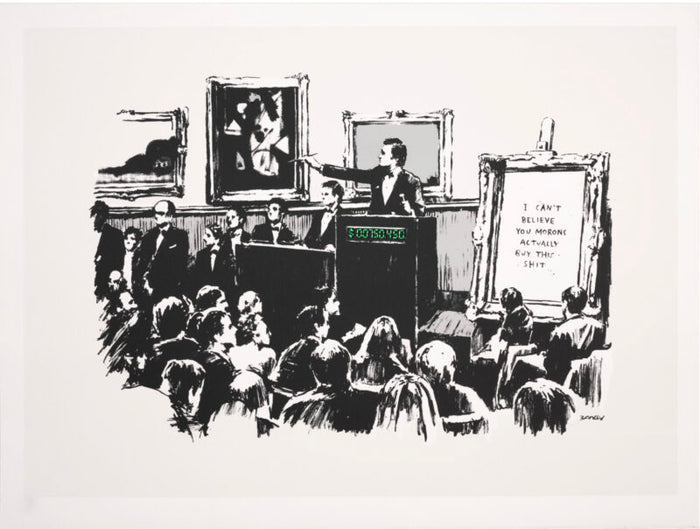 Banksy, Morons (White) (Unsigned), 2007, limited edition Street art for sale from Smolensky Gallery 
