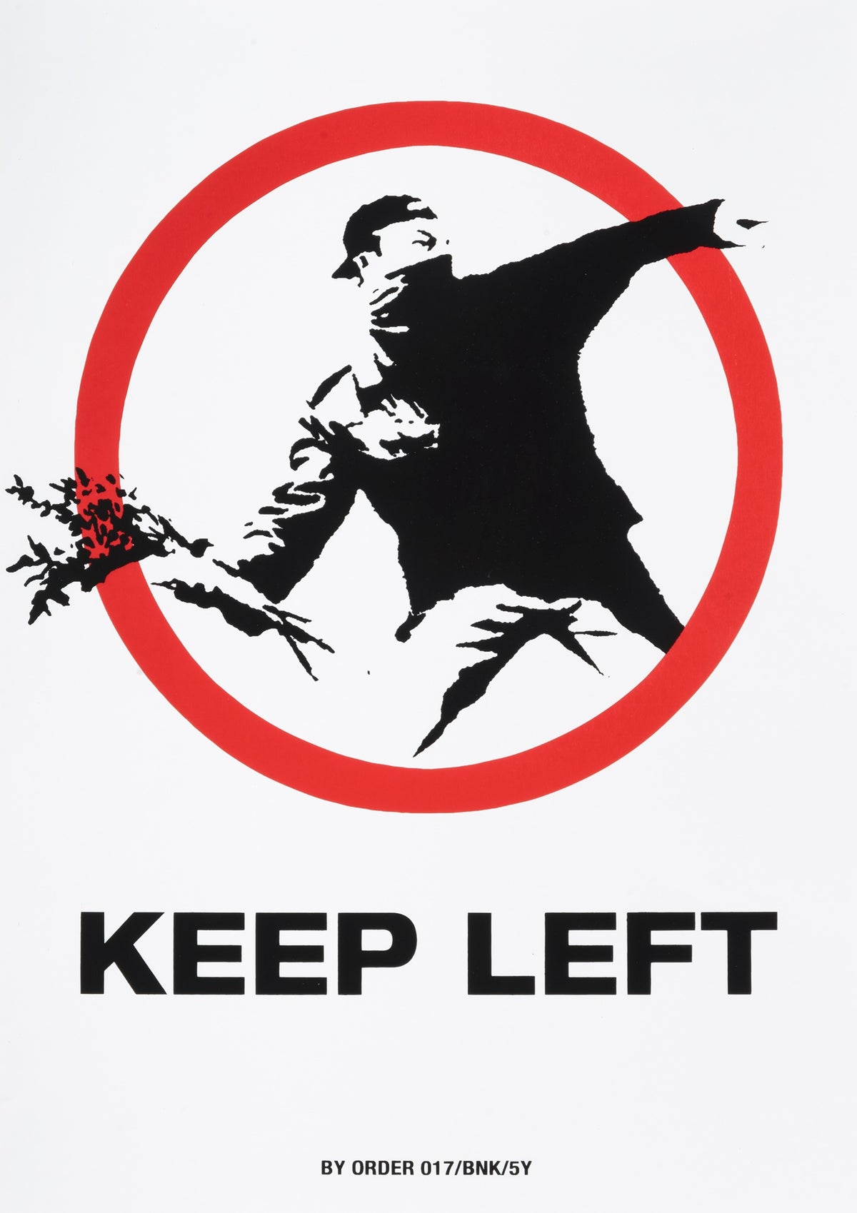 Banksy, Keep Left (Flower Thrower) XXL Sticker, 2004