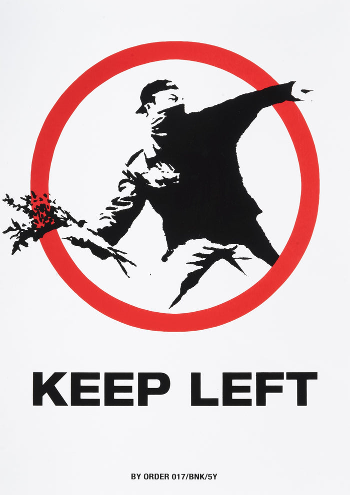 Banksy, Keep Left (Flower Thrower) XXL Sticker, 2004