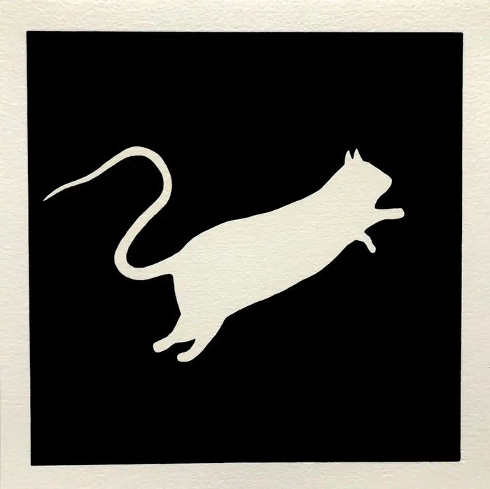 Blek Le Rat, Rat (White On Black), 2020