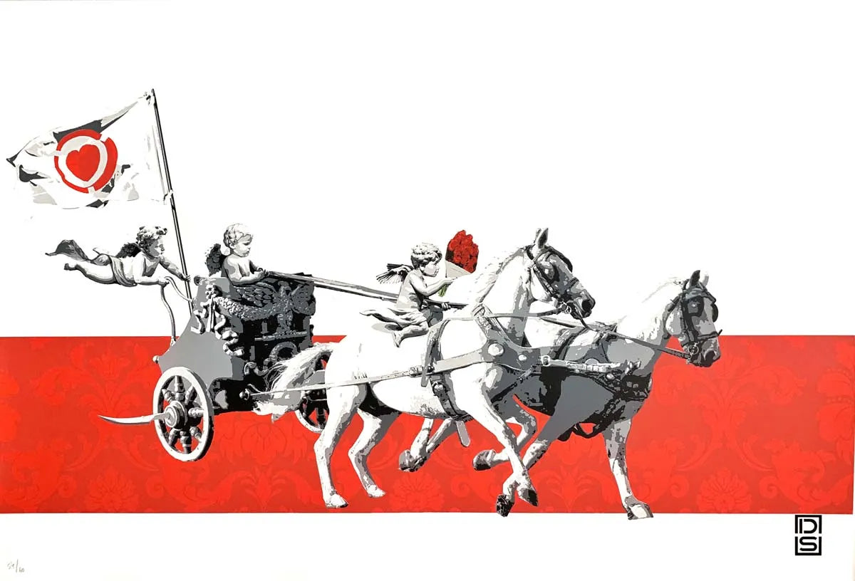 A dynamic and captivating screen print by DS, inspired by the iconic film "Chariots of Fire." This limited edition piece showcases the artist's masterful use of layering and intricate detail, capturing the essence of athleticism, determination, and the human spirit.