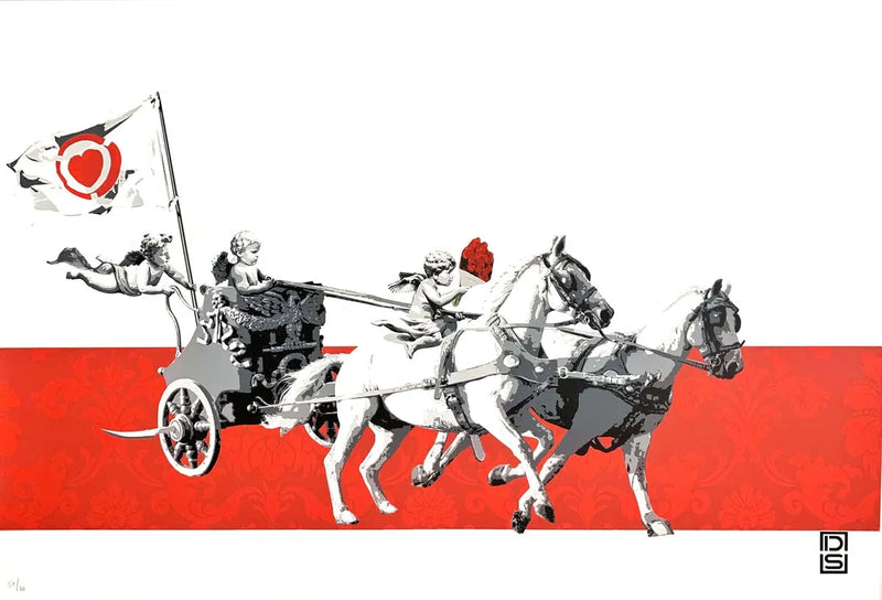 A dynamic and captivating screen print by DS, inspired by the iconic film "Chariots of Fire." This limited edition piece showcases the artist's masterful use of layering and intricate detail, capturing the essence of athleticism, determination, and the human spirit.