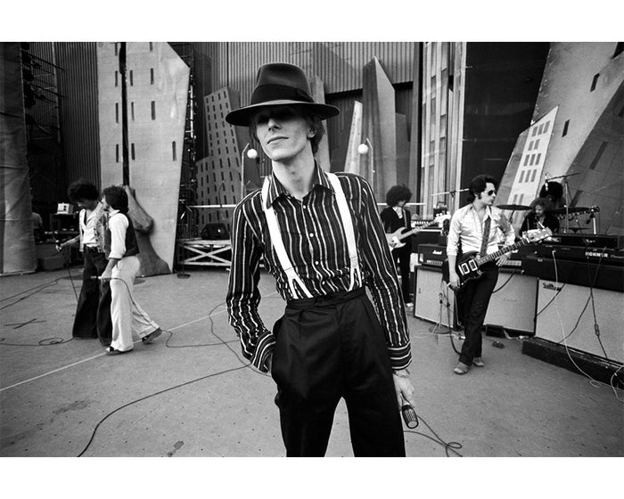 Terry O'Neill, David Bowie during the Diamond Dogs tour, 1970s Limited edition fine art photograph by Terry O'Neill, featuring iconic portrait photography of celebrities and cultural figures. Available for sale at Smolensky Gallery