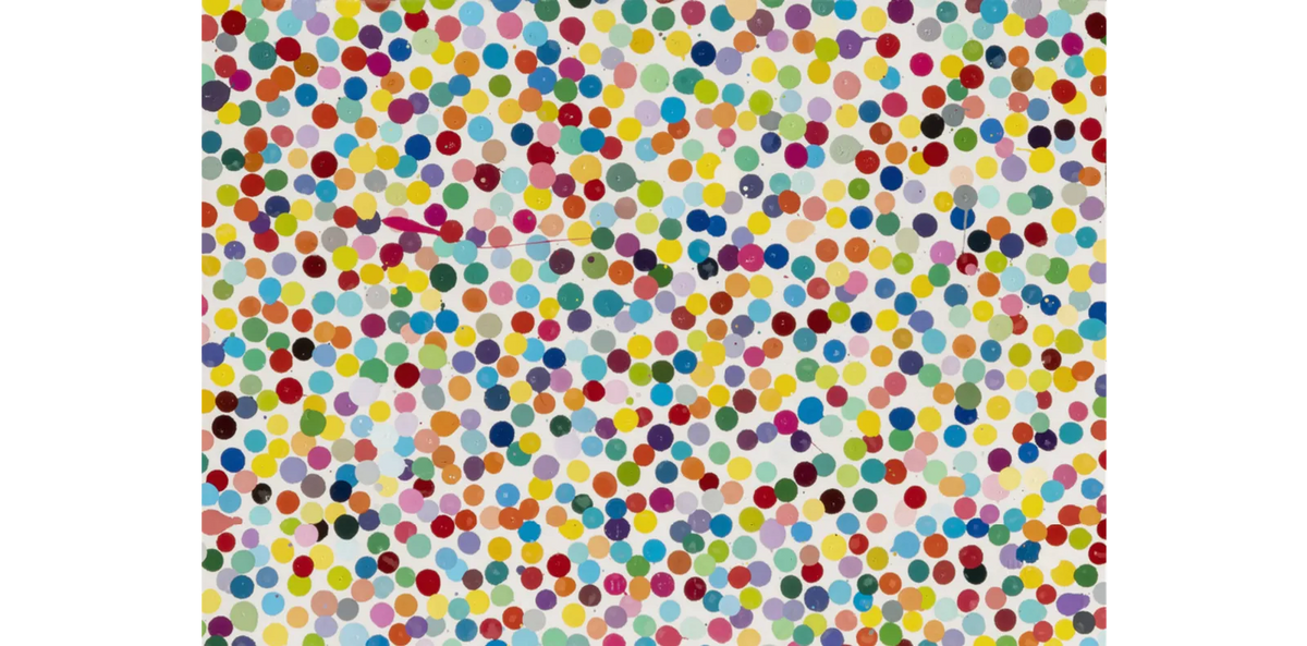 Damien Hirst, The Currency Physical Print For Sale series of enamel coloured dots on paper