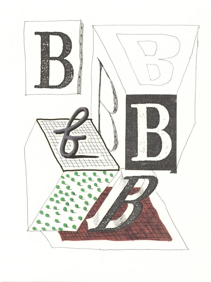 David Hockney, 'B' from 'Hockney's Alphabet', 1991Limited edition David Hockney lithograph from the Hockney’s Alphabet series, featuring pop-art inspired letter illustration, iconic in contemporary art. Available framed or unframed for collectors at Smolensky Gallery