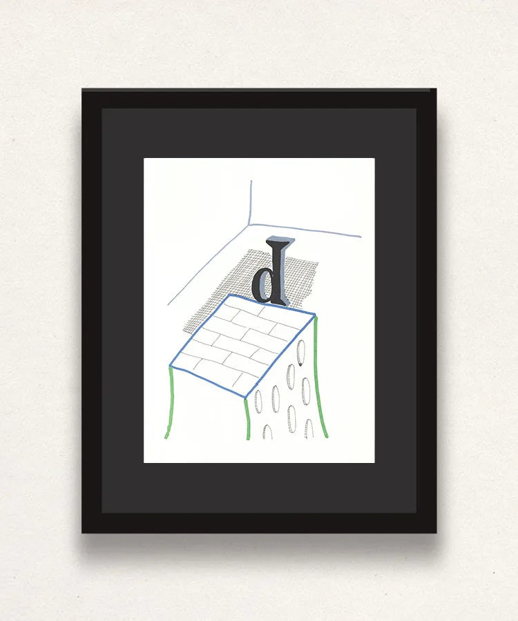 David Hockney, 'D' from 'Hockney's Alphabet', 1991Limited edition David Hockney lithograph from the Hockney’s Alphabet series, featuring pop-art inspired letter illustration, iconic in contemporary art. Available framed or unframed for collectors at Smolensky Gallery
