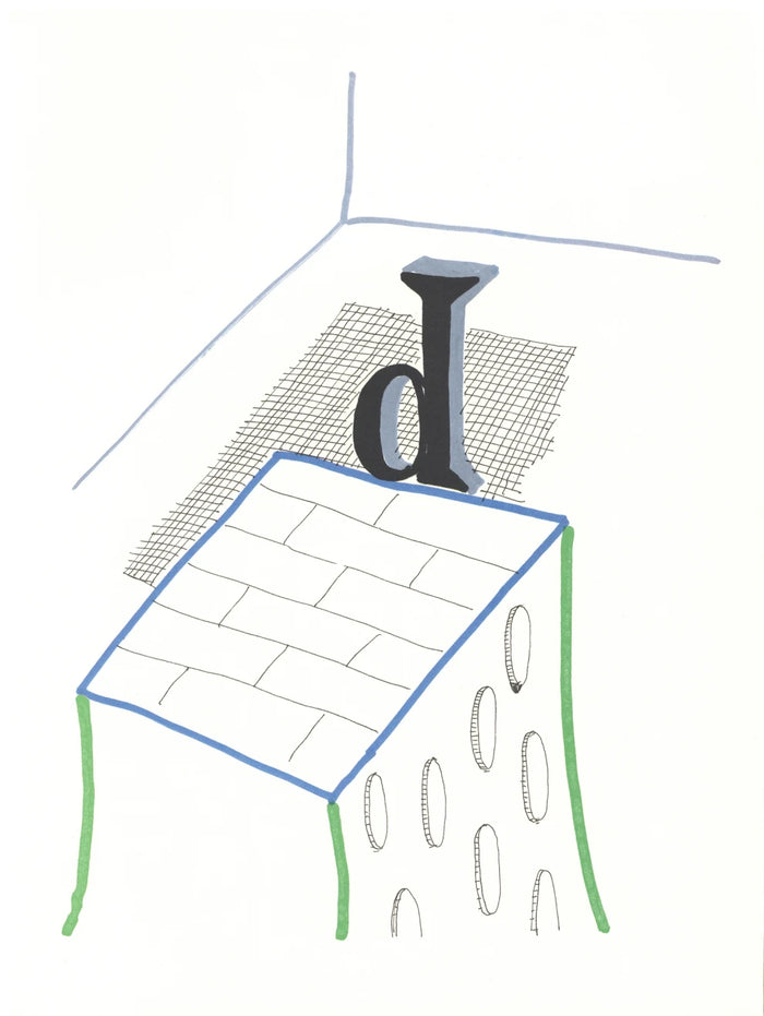 David Hockney, 'D' from 'Hockney's Alphabet', 1991Limited edition David Hockney lithograph from the Hockney’s Alphabet series, featuring pop-art inspired letter illustration, iconic in contemporary art. Available framed or unframed for collectors at Smolensky Gallery