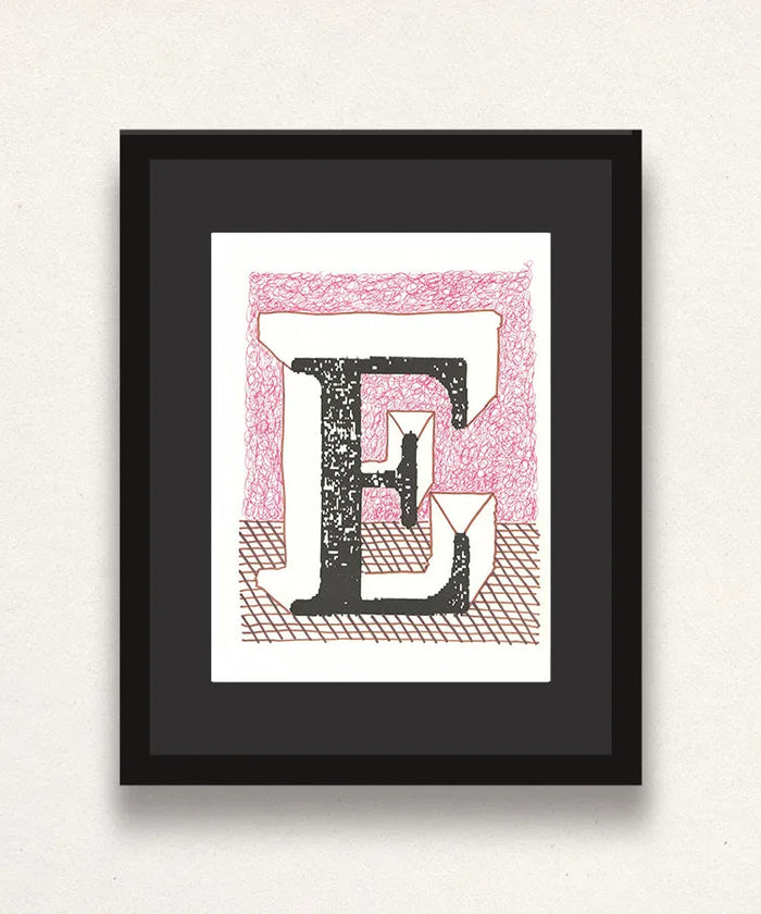 David Hockney, 'E' from 'Hockney's Alphabet', 1991Limited edition David Hockney lithograph from the Hockney’s Alphabet series, featuring pop-art inspired letter illustration, iconic in contemporary art. Available framed or unframed for collectors at Smolensky Gallery