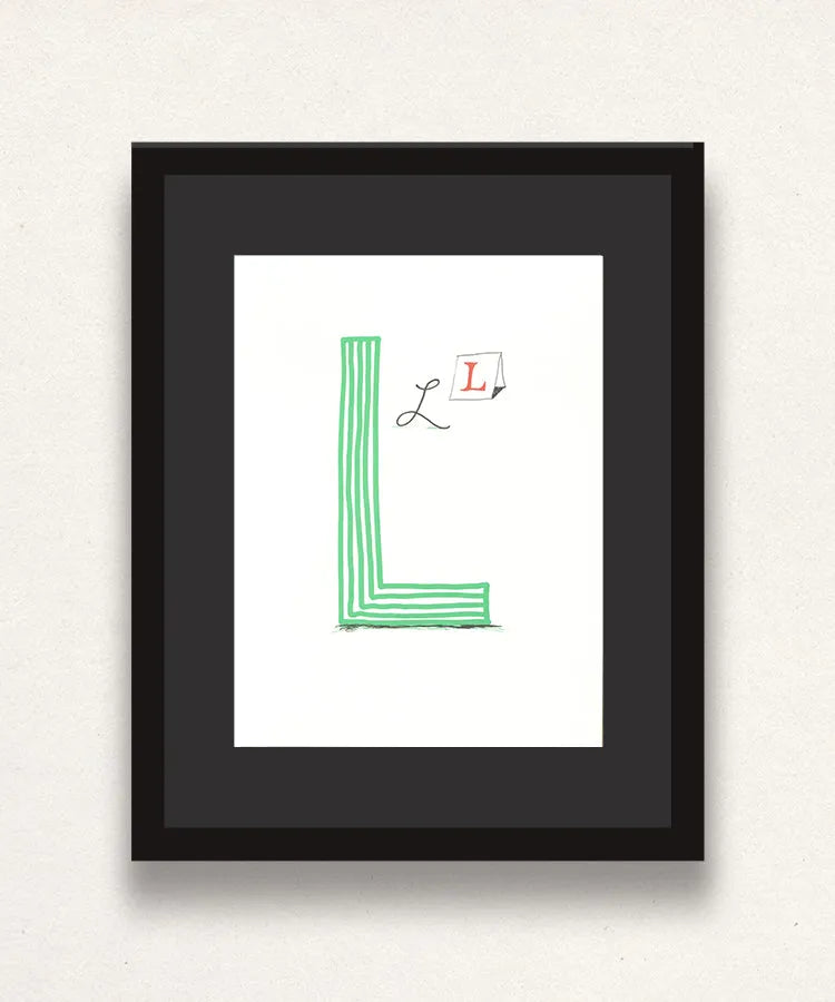 David Hockney, 'L' from 'Hockney's Alphabet', 1991Limited edition David Hockney lithograph from the Hockney’s Alphabet series, featuring pop-art inspired letter illustration, iconic in contemporary art. Available framed or unframed for collectors at Smolensky Gallery