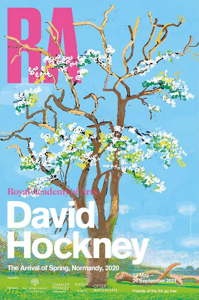 David Hockney, The Arrival of Spring, Normandy Royal Academy Exhibition Poster, 2020 art poster for sale from Smolensky Gallery
