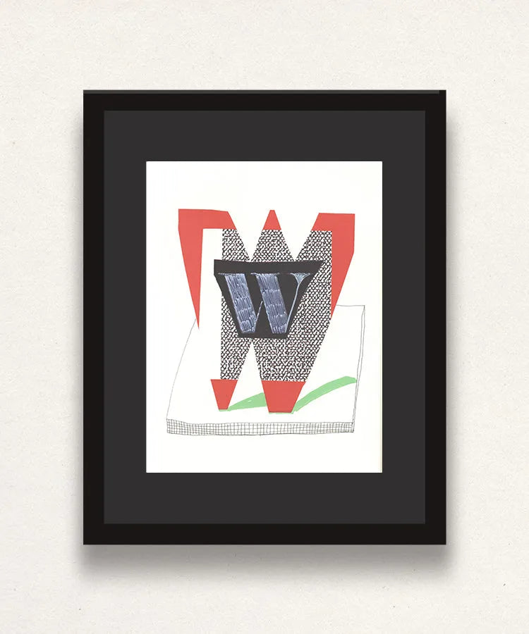 David Hockney, 'W' from 'Hockney's Alphabet', 1991Limited edition David Hockney lithograph from the Hockney’s Alphabet series, featuring pop-art inspired letter illustration, iconic in contemporary art. Available framed or unframed for collectors at Smolensky Gallery