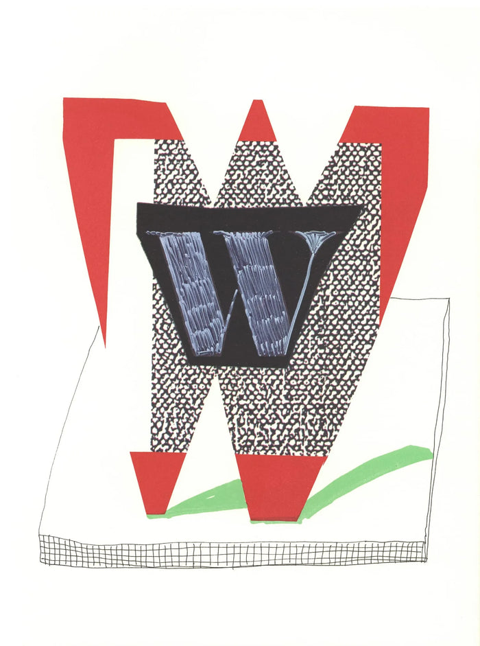 David Hockney, 'W' from 'Hockney's Alphabet', 1991Limited edition David Hockney lithograph from the Hockney’s Alphabet series, featuring pop-art inspired letter illustration, iconic in contemporary art. Available framed or unframed for collectors at Smolensky Gallery