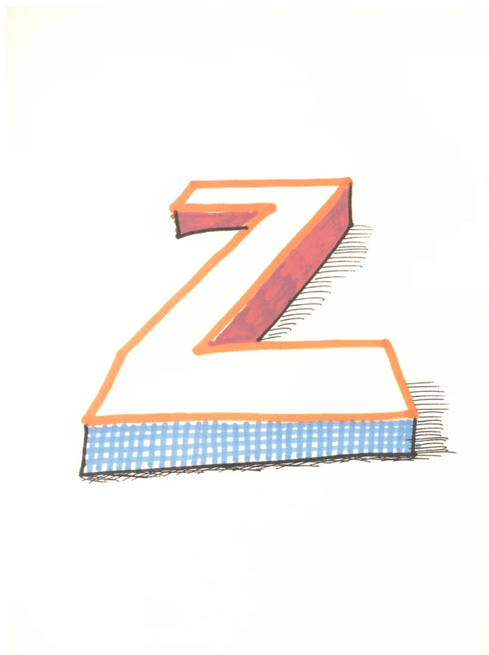 David Hockney, 'Z' from 'Hockney's Alphabet', 1991Limited edition David Hockney lithograph from the Hockney’s Alphabet series, featuring pop-art inspired letter illustration, iconic in contemporary art. Available framed or unframed for collectors at Smolensky Gallery
