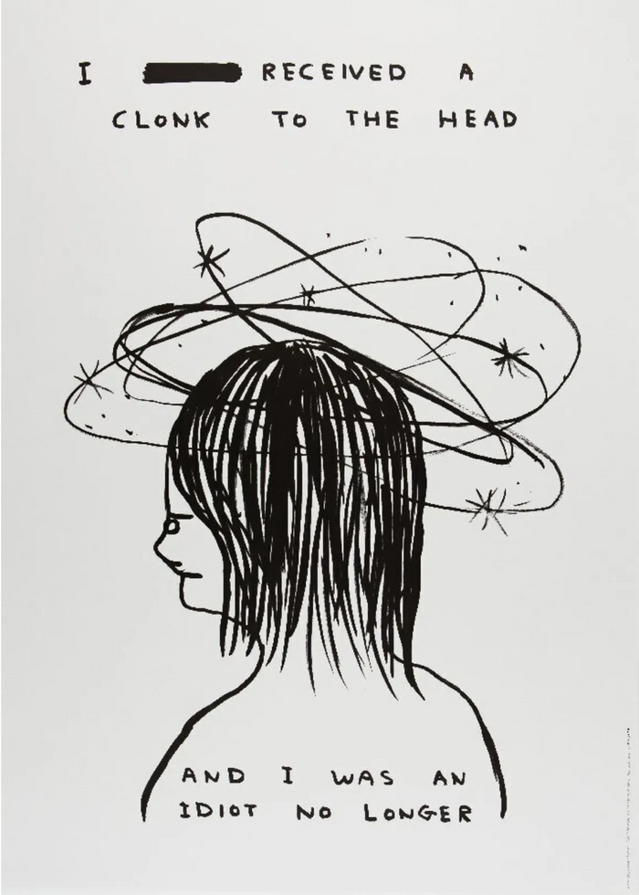 David Shrigley, I Received a Clonk To The Head, 2022, limited edition print for sale from smolensky gallery