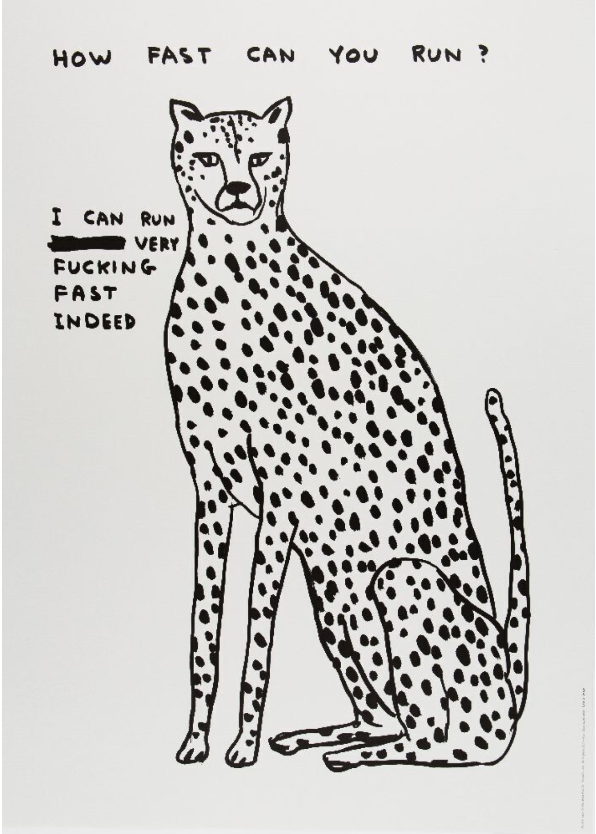 David Shrigley, How Fast Can You Run, 2022, limited edition print for sale from smolensky gallery