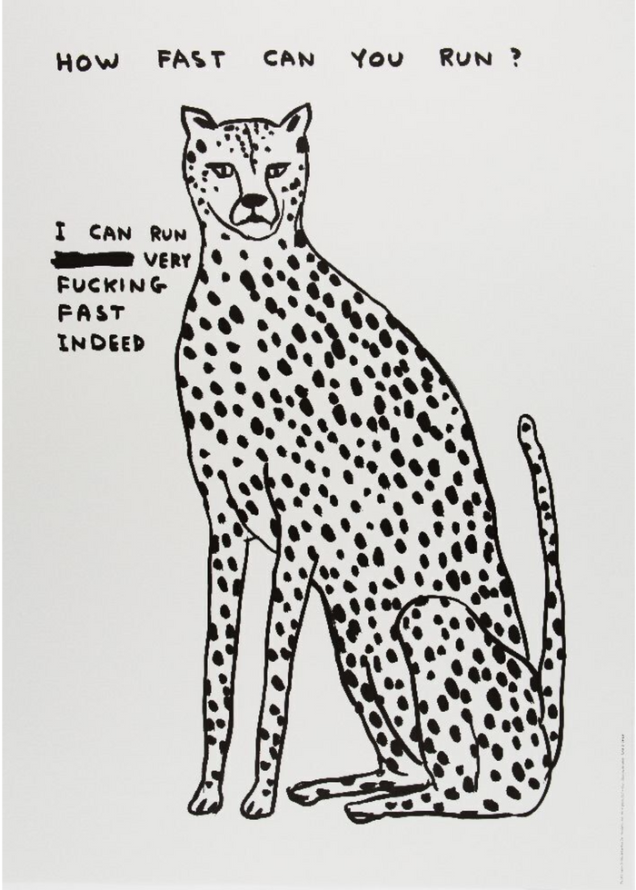 David Shrigley, How Fast Can You Run, 2022, limited edition print for sale from smolensky gallery
