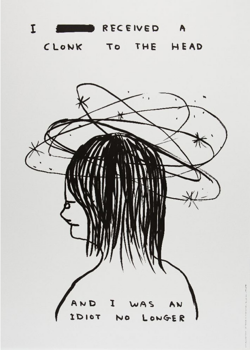 David Shrigley, I Received a Clonk To The Head, 2022, limited edition print for sale from smolensky gallery