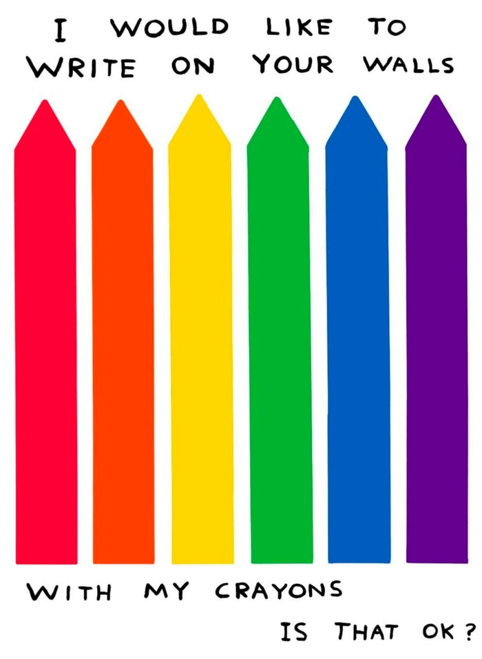 David Shrigley, I would like to write on your wall with my crayons is that OK?, 2020