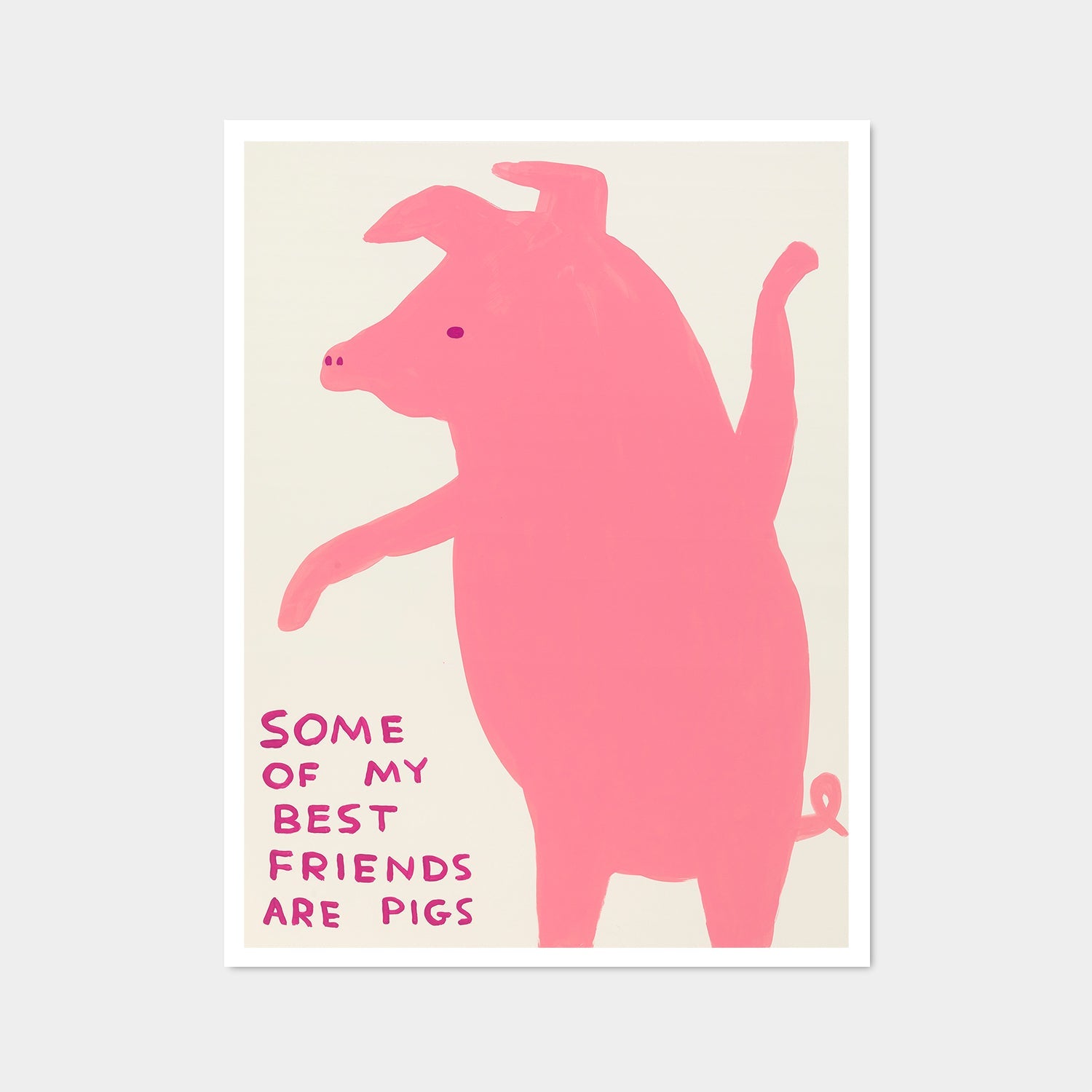 David Shrigley print featuring a pig standing up