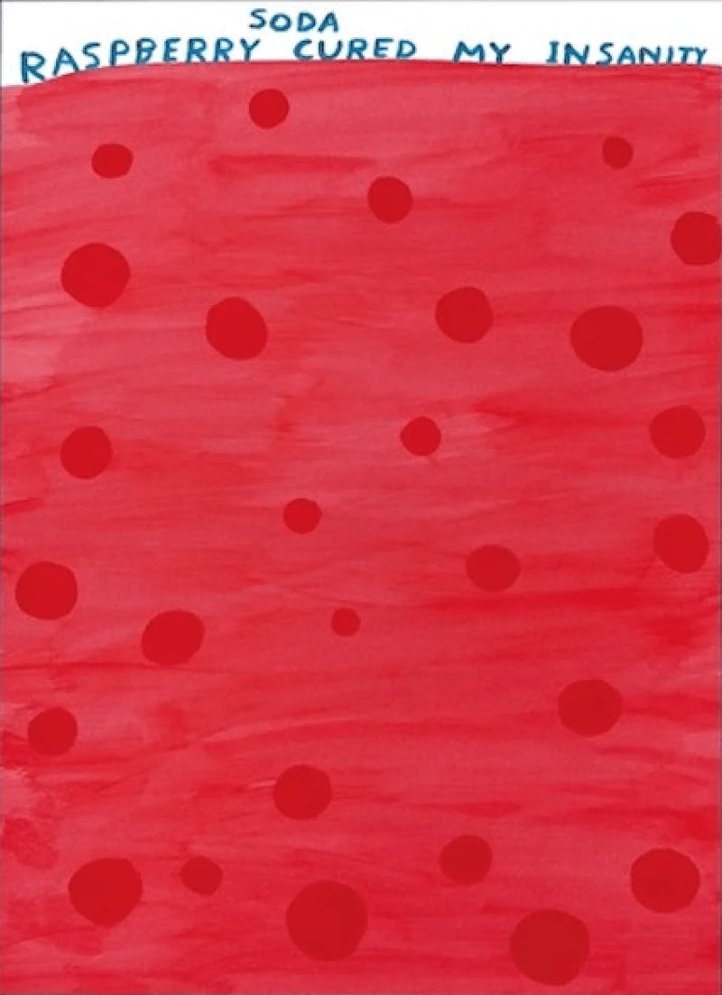 David Shrigley, Untitled 'Raspberry Soda Cured My Insanity', 2022, prints for sale from Smolensky Gallery 