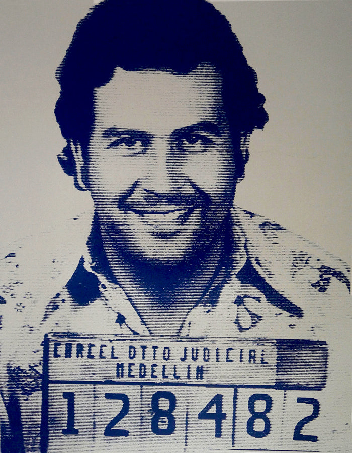 David Studwell, Pablo Escobar I Limited edition fine art print by David Studwell, blending pop art style with celebrity culture and bold graphic design. Available for sale at Smolensky Gallery