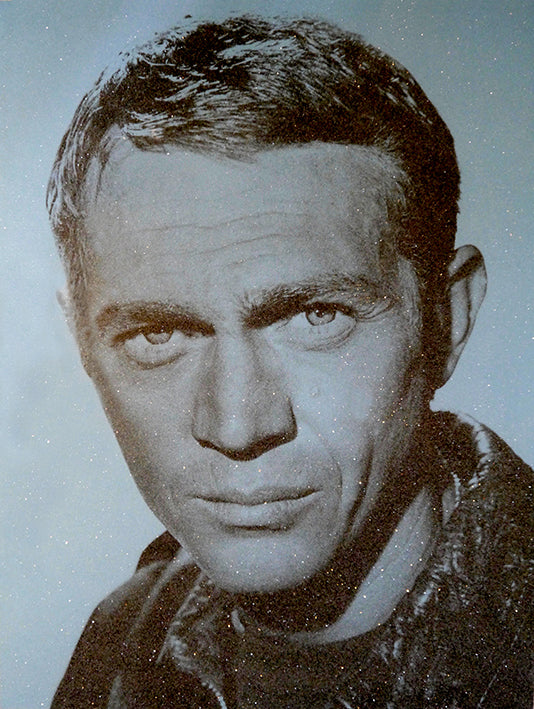 David Studwell, Steve McQueen-Cyan Limited edition fine art print by David Studwell, blending pop art style with celebrity culture and bold graphic design. Available for sale at Smolensky Gallery