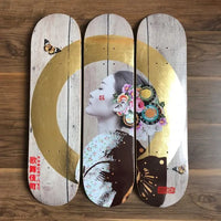 (The Trunk of Funk)Gareth Tristan Evans, Patience New Rose Skateboard Trio limited edition art for sale from Smolensky Gallery
