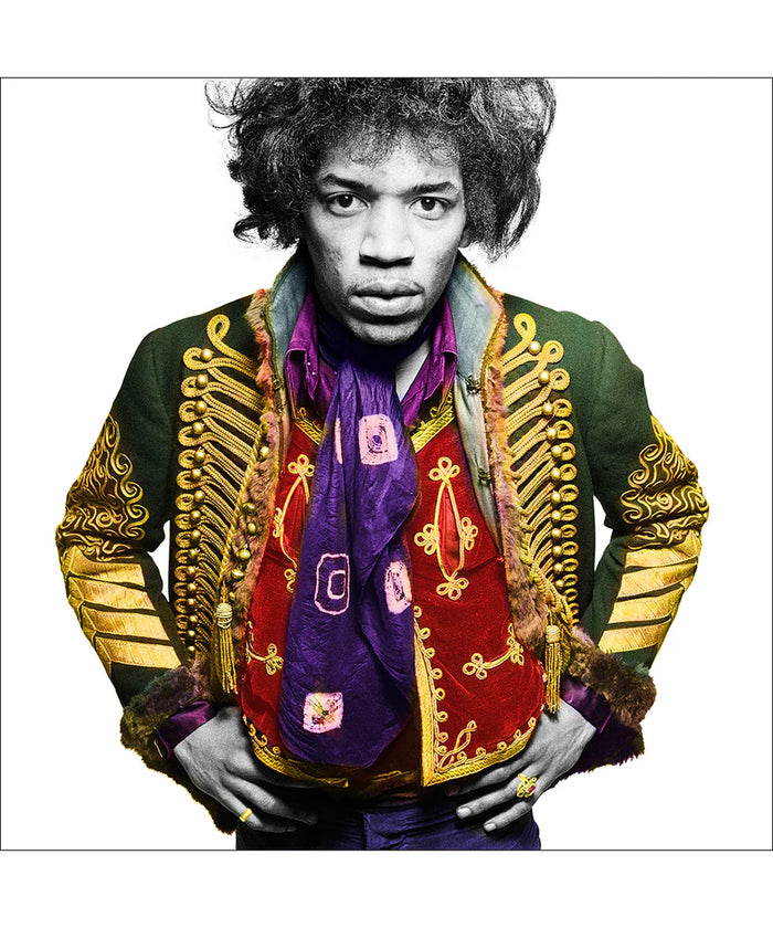 Gered Mankowitz, Jimi Hendrix with hands on hips (colorized), 1967 Limited edition fine art photograph by Gered Mankowitz, capturing iconic portraits of legendary musicians and cultural icons. Available at Smolensky Gallery