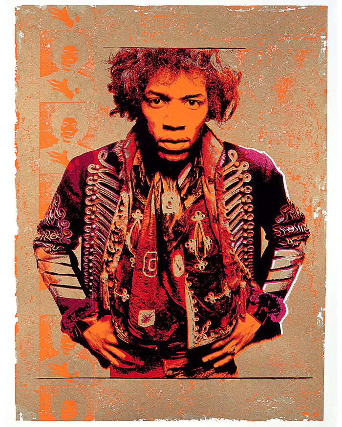 Gered Mankowitz, Jimi Hendrix with hands on hips (reinterpreted), 1967 (1991) Limited edition fine art photograph by Gered Mankowitz, capturing iconic portraits of legendary musicians and cultural icons. Available at Smolensky Gallery