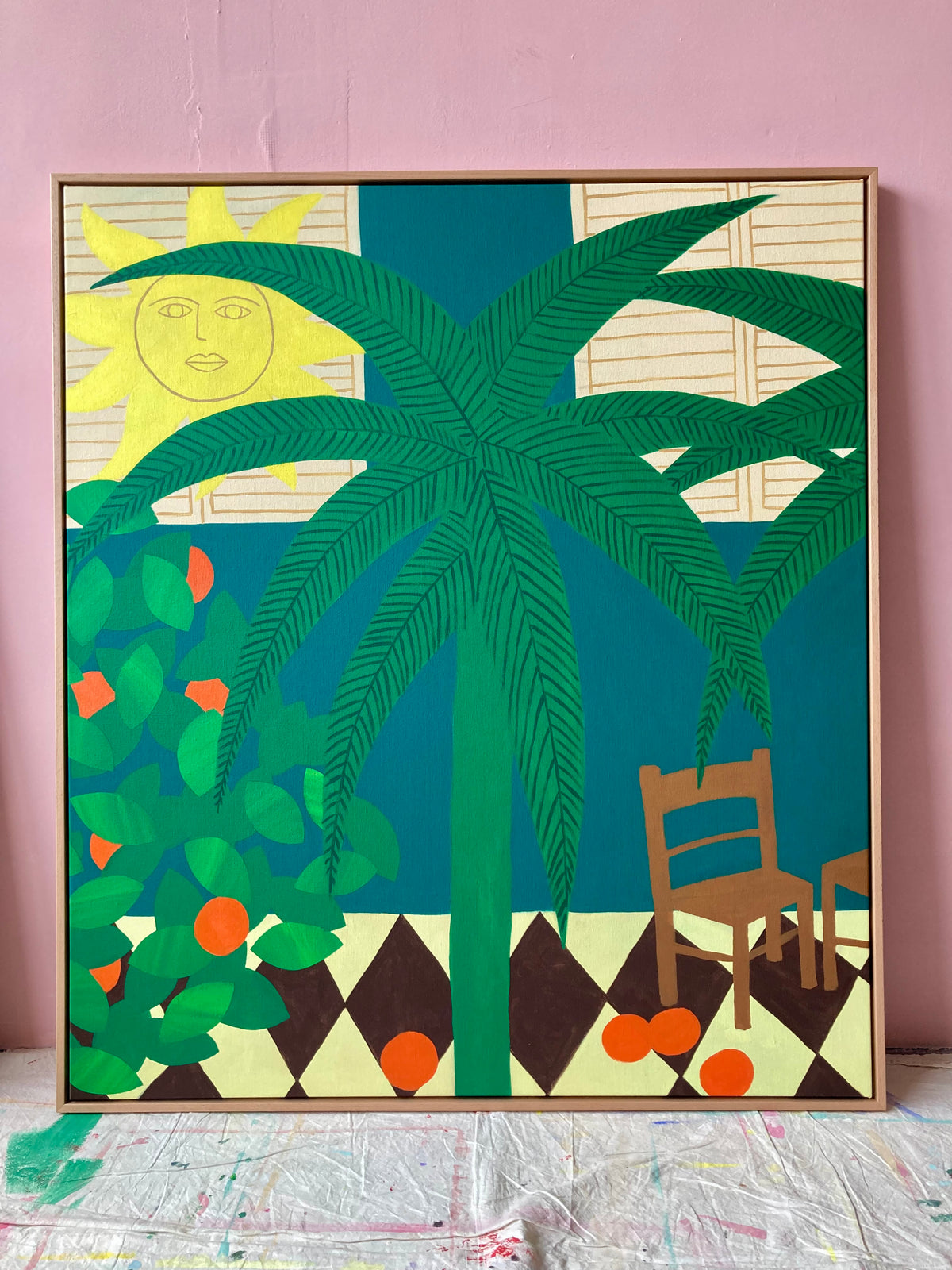 Hello Marine, Beneath The Palm’s Shade, 2025 original artwork for sale from Smolensky Gallery