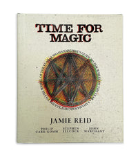 An image of Jamie Reid's TIME FOR MAGIC book, shown straight-on. The book has a magical symbol in the centre of its cover, and is displayed against a white background
