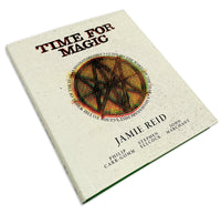 Jamie Reid's TIME FOR MAGIC book, at an angle. The book has a magical symbol in the centre of its cover, and is displayed against a white background